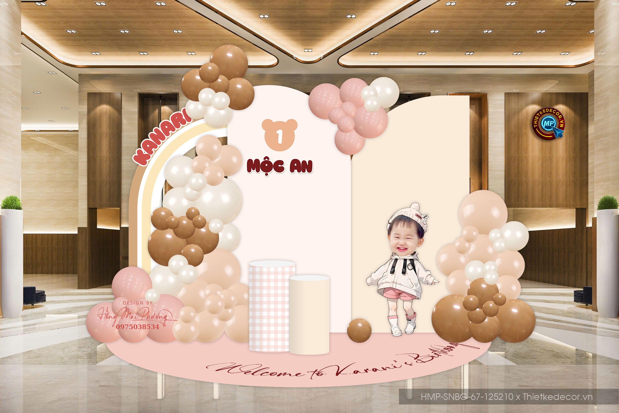 Sinh nhật bé gái thích hợp mọi độ tuổi, tone kem nâu tinh tế